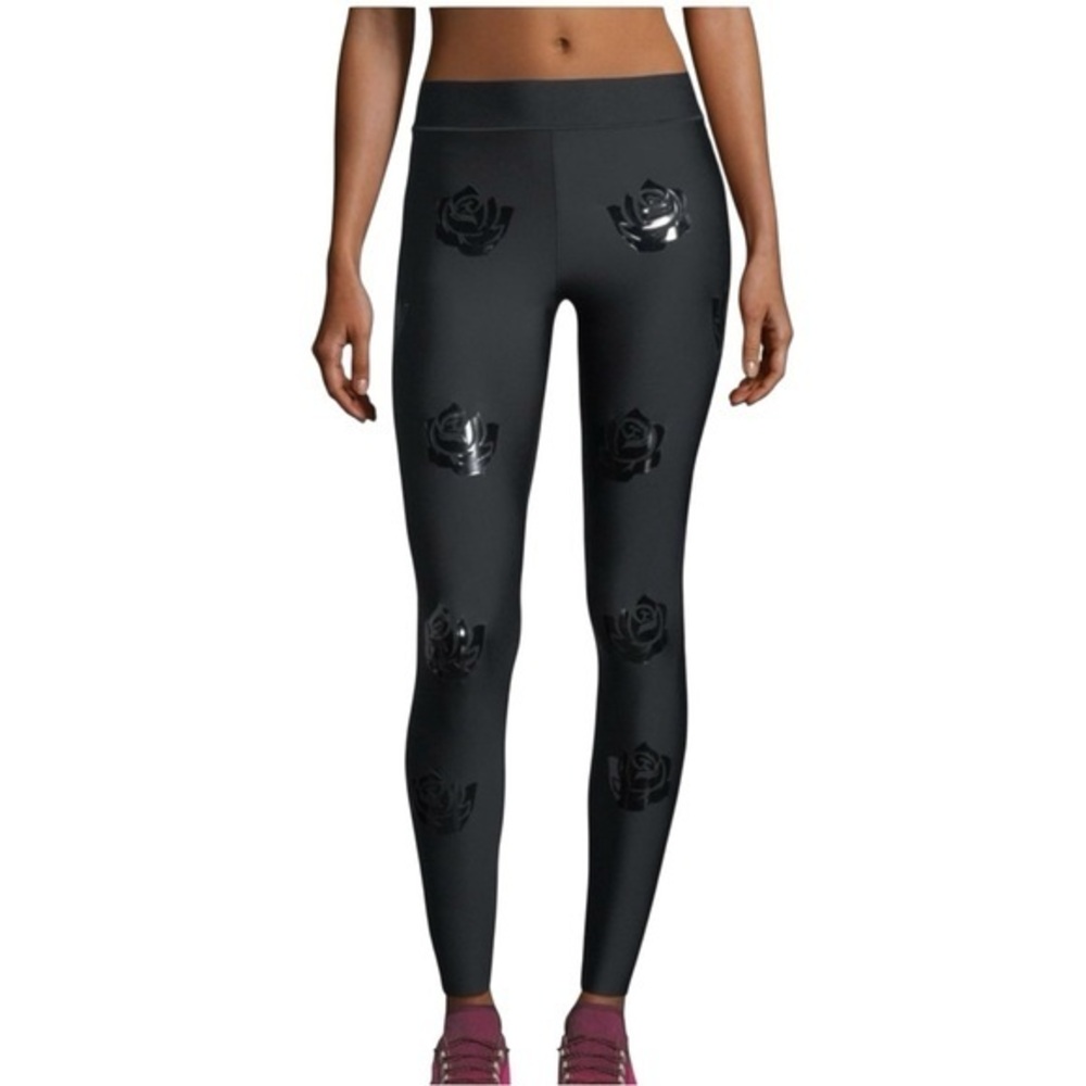 Ultracor Black Ulta-Silk Rosette Print Leggings Medium High Rise Sculpting Pants
